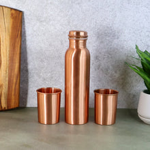 Copper Water Bottle 2 Glasses with Gift Box (3 Pcs Set)